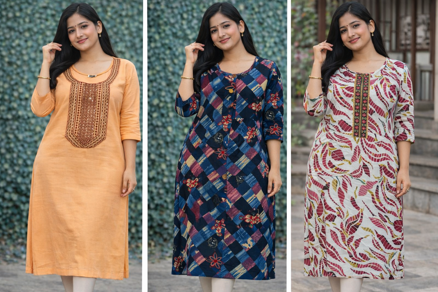 Combo 17- Daily trends | Buy 3 Kurtis for ₹500 Combo (XL size)