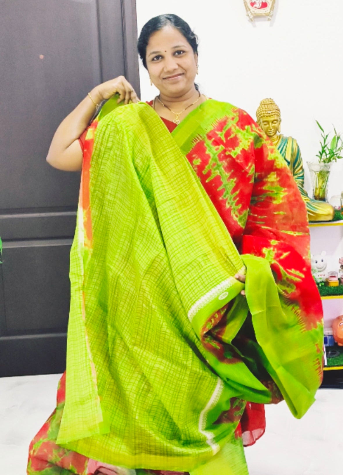 Soft Fancy Cotton Saree with Contrast Blouse – Lightweight Printed Daily Wear Saree