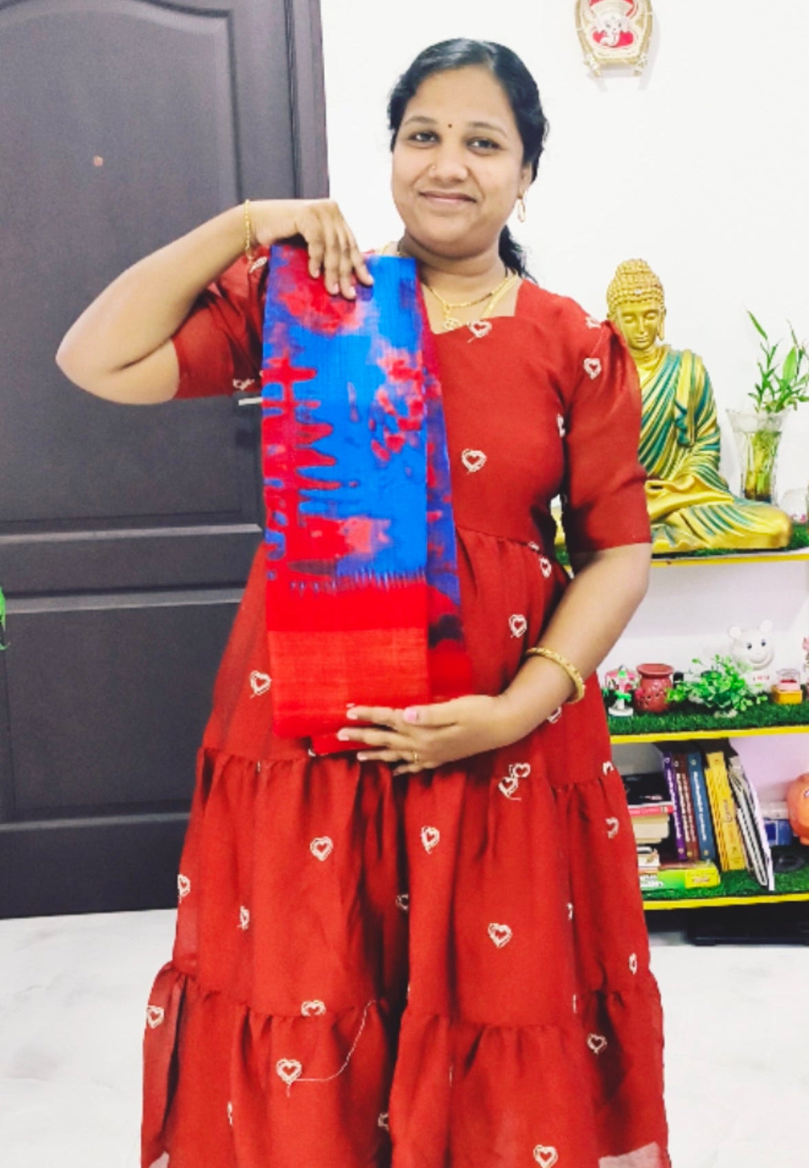 Soft Fancy Cotton Saree with Contrast Blouse – Lightweight Printed Daily Wear Saree