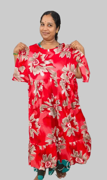 Red Premium Delta Silk Maxi Gown with complete lining