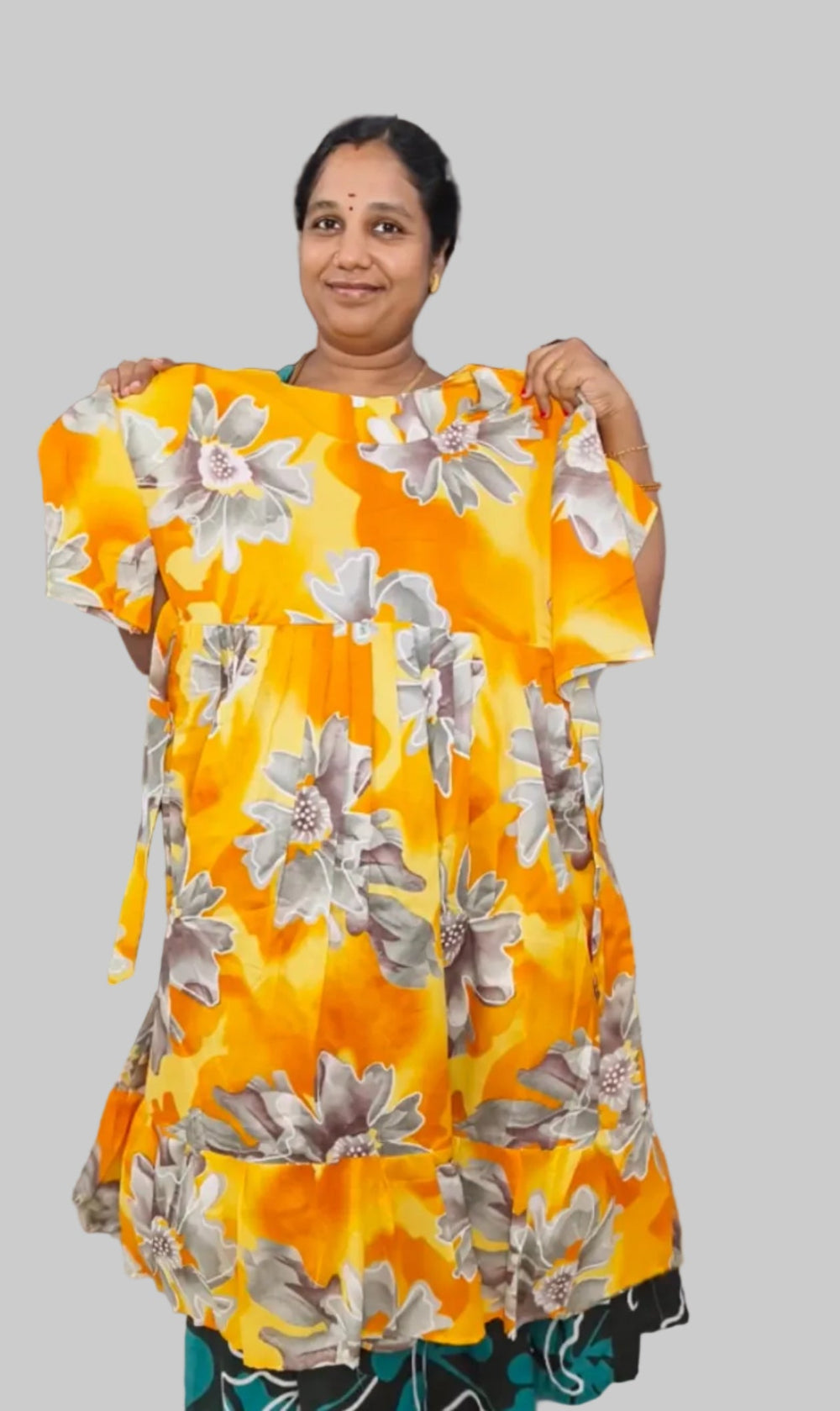 Yellow Premium Delta Silk Maxi Gown with complete lining