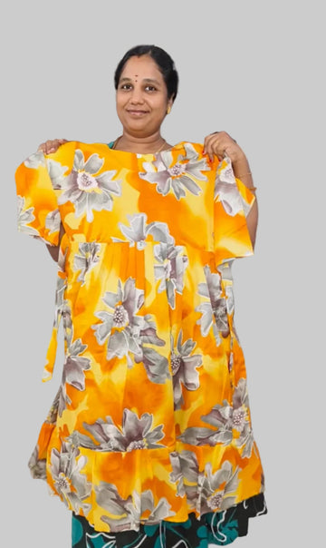 Yellow Premium Delta Silk Maxi Gown with complete lining