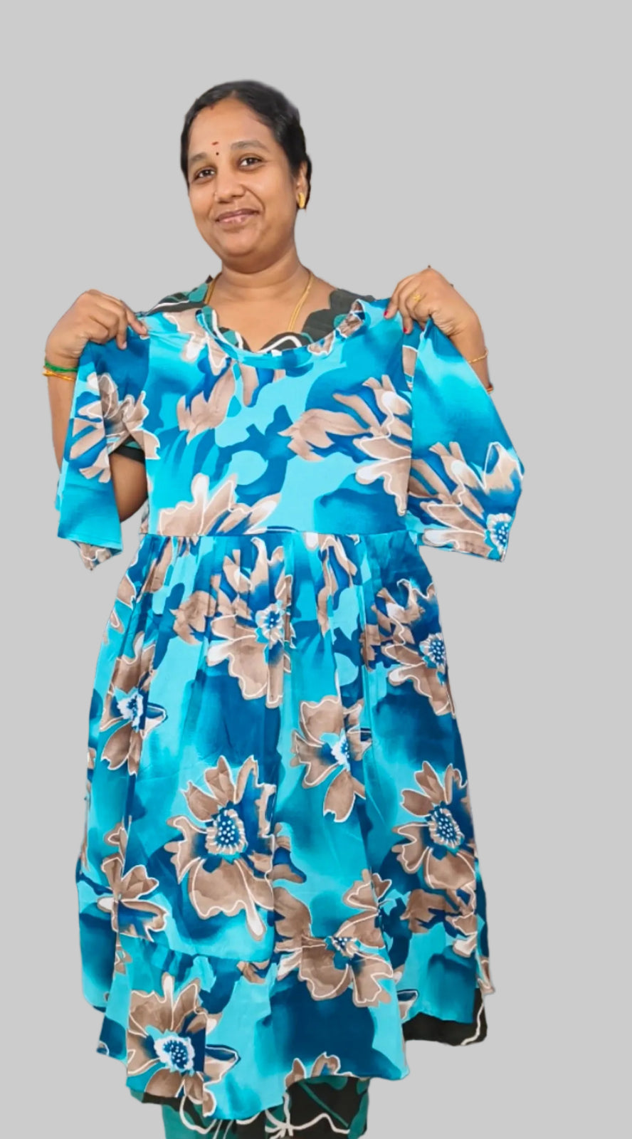 Blue Premium Delta Silk Maxi Gown with complete lining