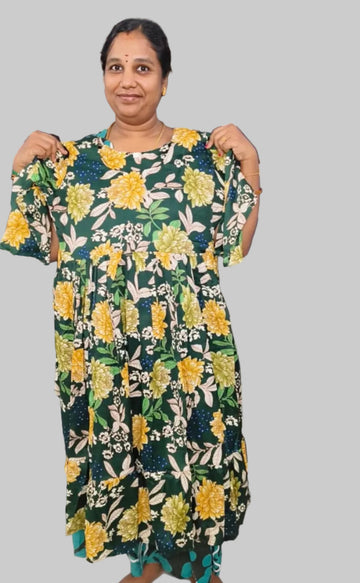 Green Premium Delta Silk Maxi Gown with complete lining