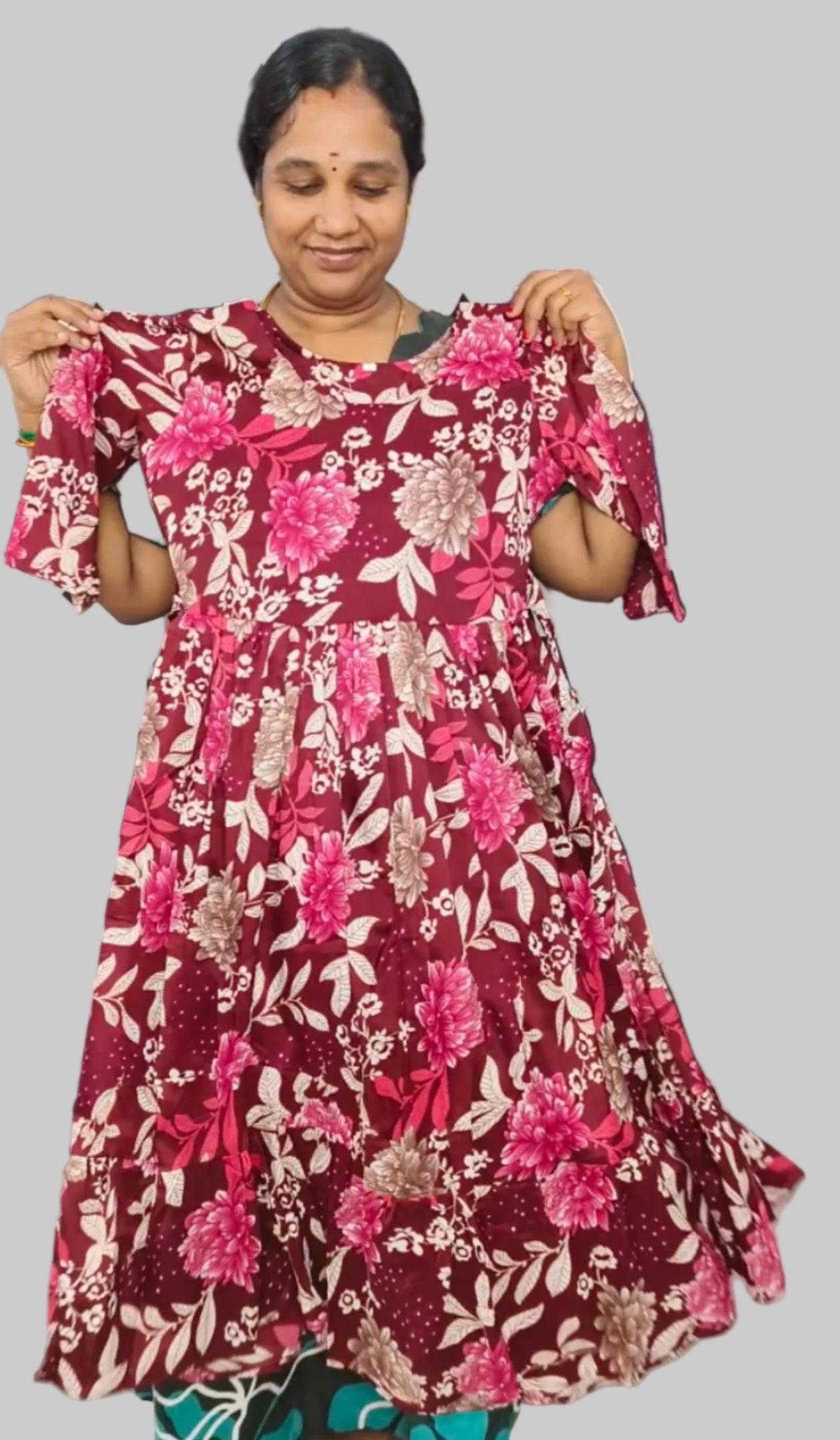 Maroon Premium Delta Silk Maxi Gown with complete lining
