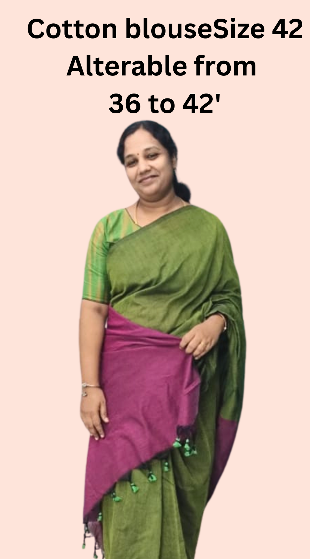 Green Premium Khadi Saree paired with Ready-to-Wear Cotton Blouse | Office & Daily Wear Saree