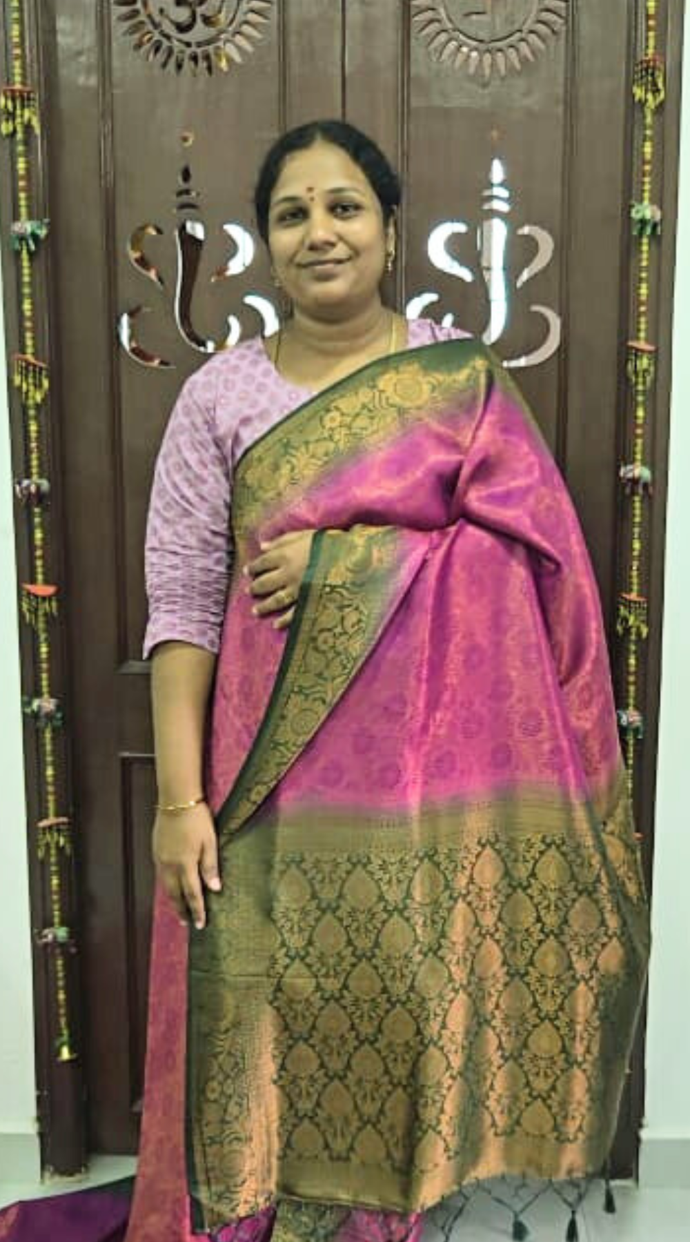 Dark Pink Bridal Soft Silk Saree with Brocade Running Blouse