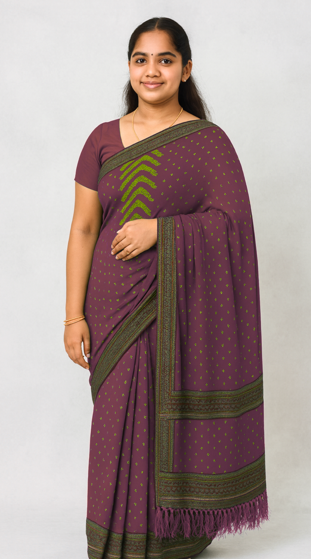 Dark Pink Designer Lightweight Georgette Saree with Running Blouse