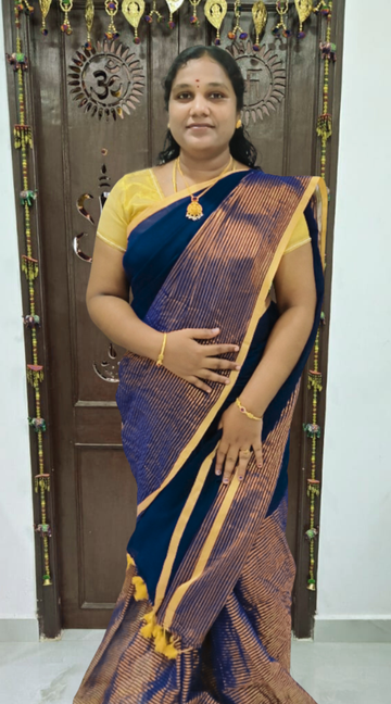 Blue Mul Cotton Saree – Soft, Lightweight Handloom Saree