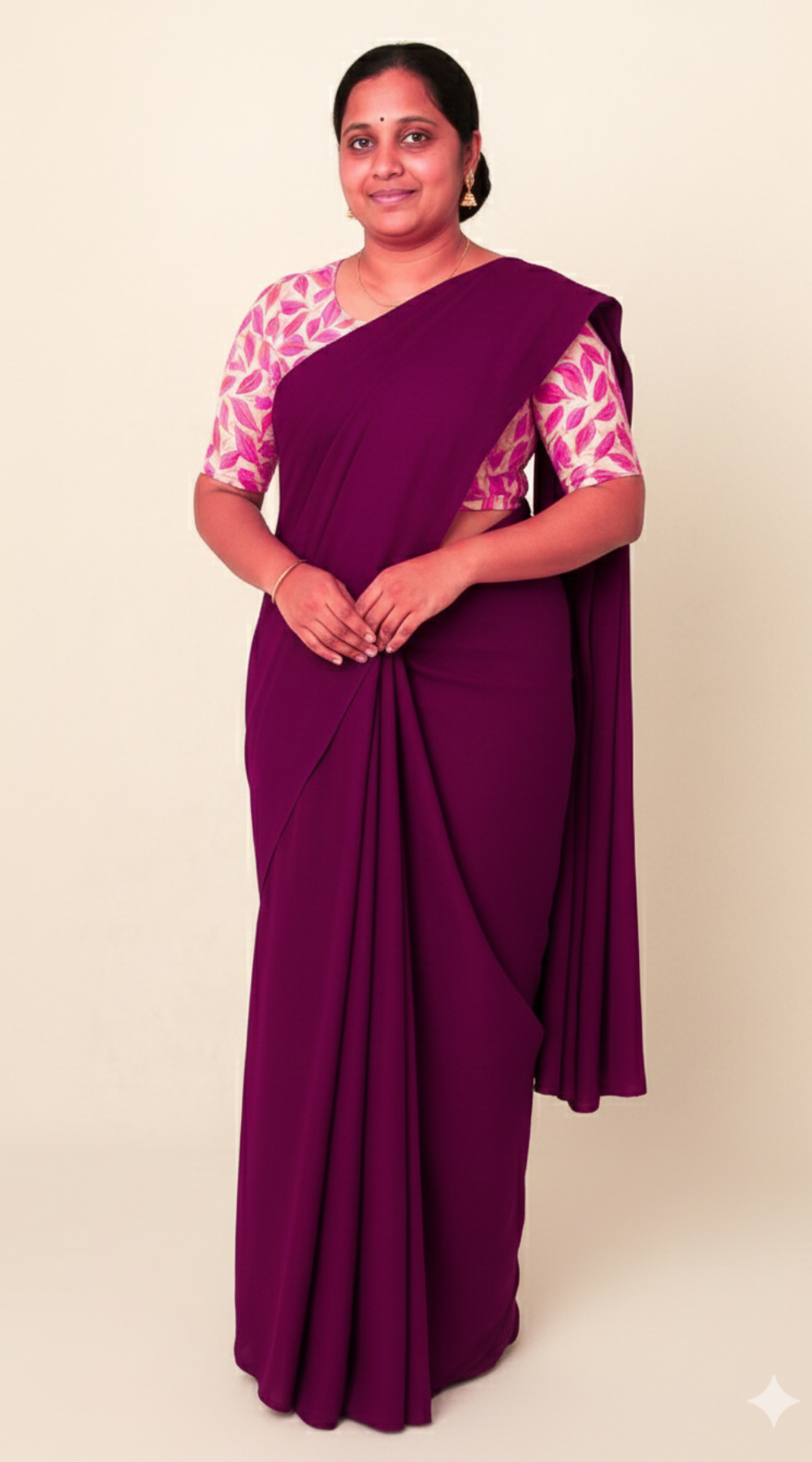 Dark Pink Premium Khadi Saree with Unstitched Kalamkari Blouse Combo