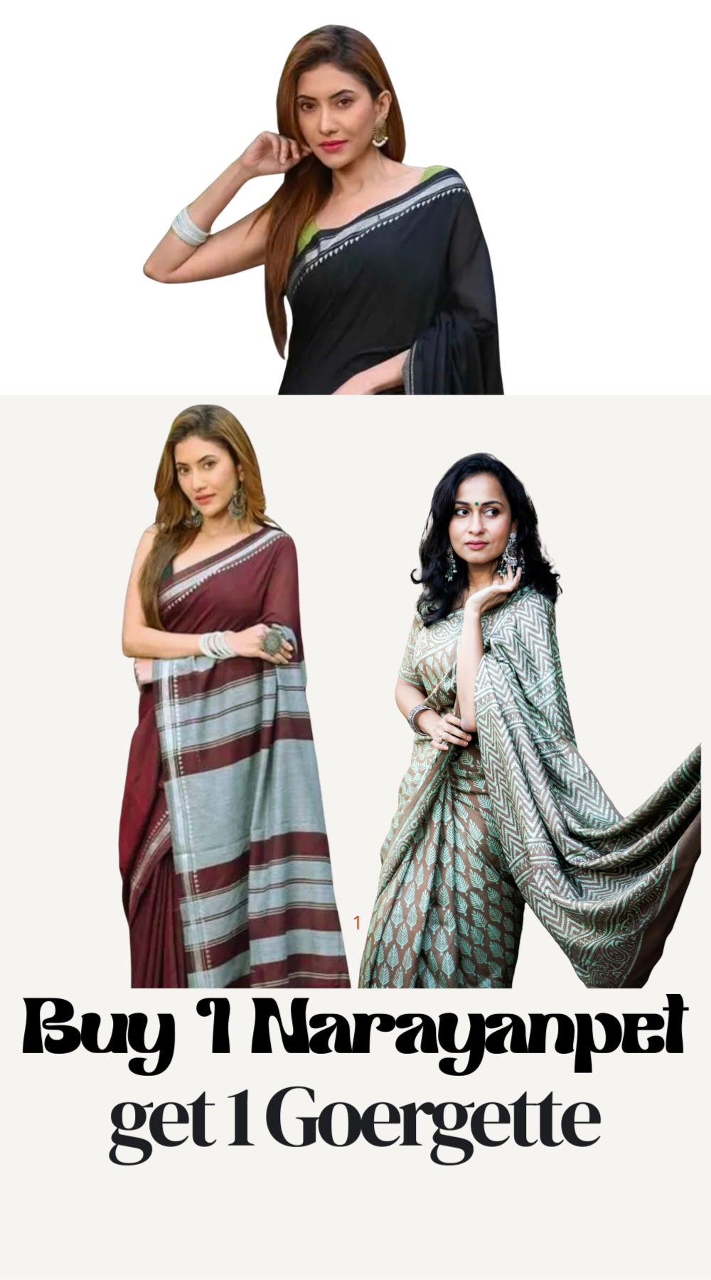 Elegant Black Narayanpet Cotton Saree with Silver Zari Border – Handwoven Traditional Saree