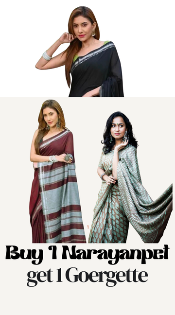 Elegant Black Narayanpet Cotton Saree with Silver Zari Border – Handwoven Traditional Saree