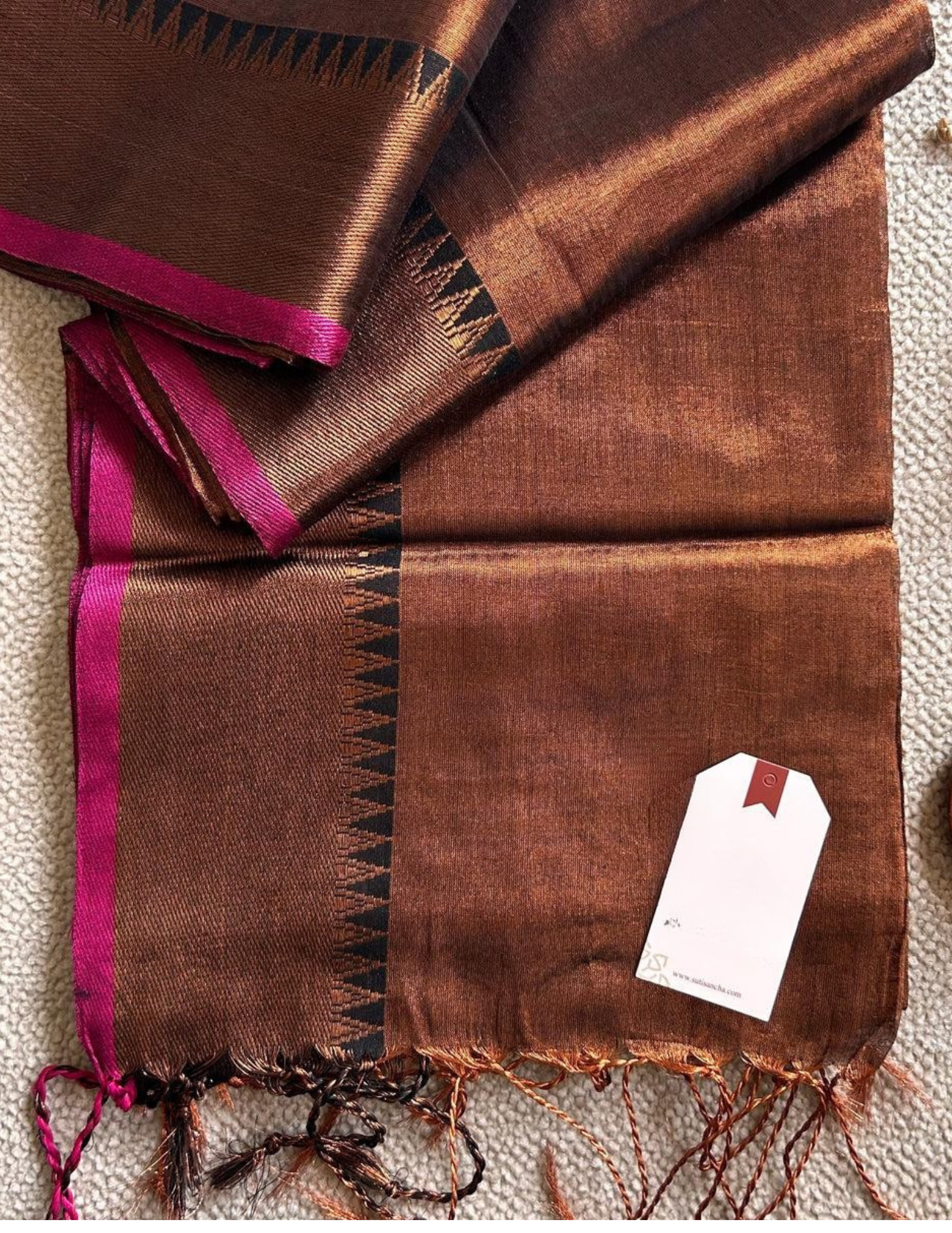 Copper Gold Raga Tissue Silk Saree with Running Blouse