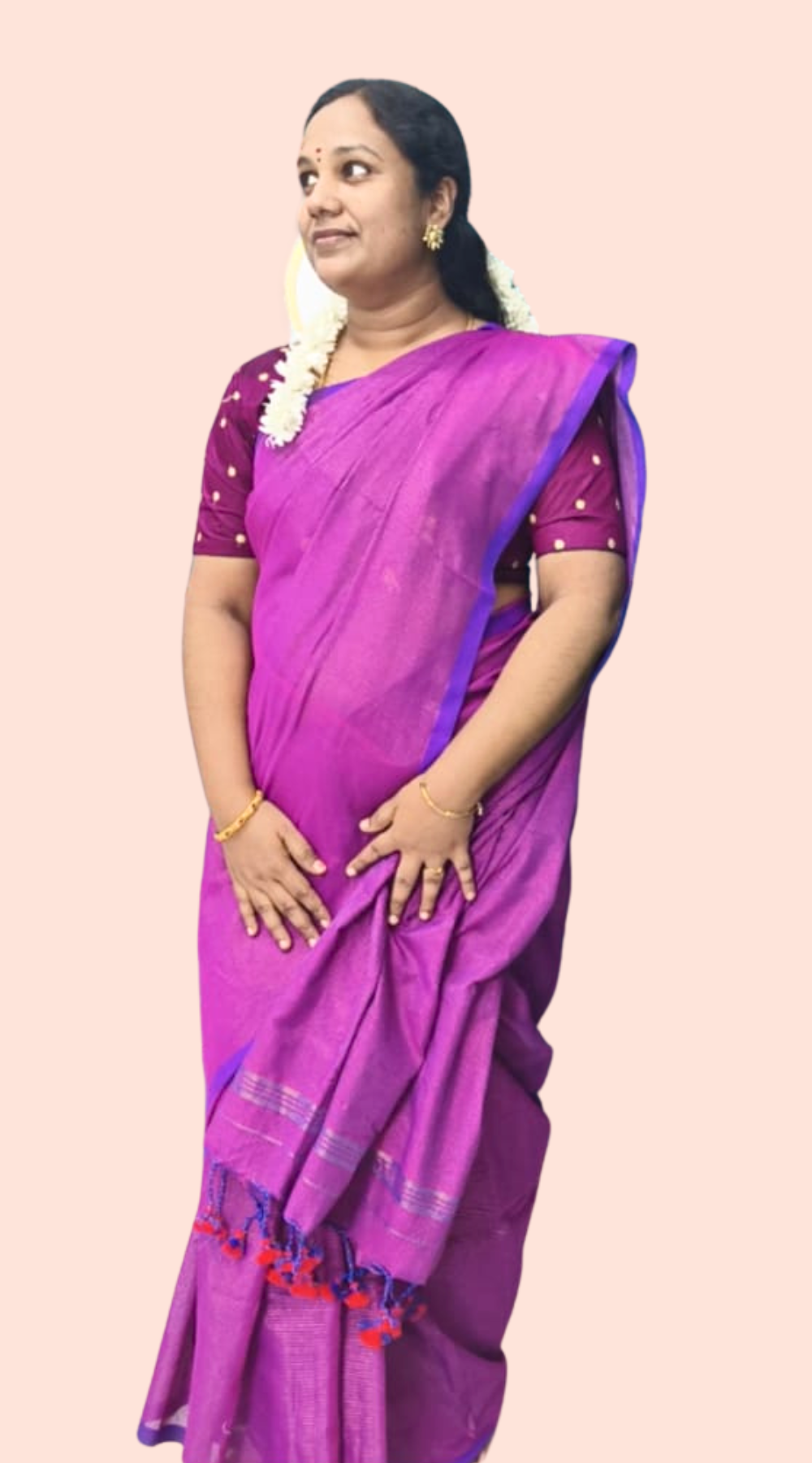 Purple Shade Premium Khadi Saree with Fine Zari Lines with Running Blouse (6.3 Metres)