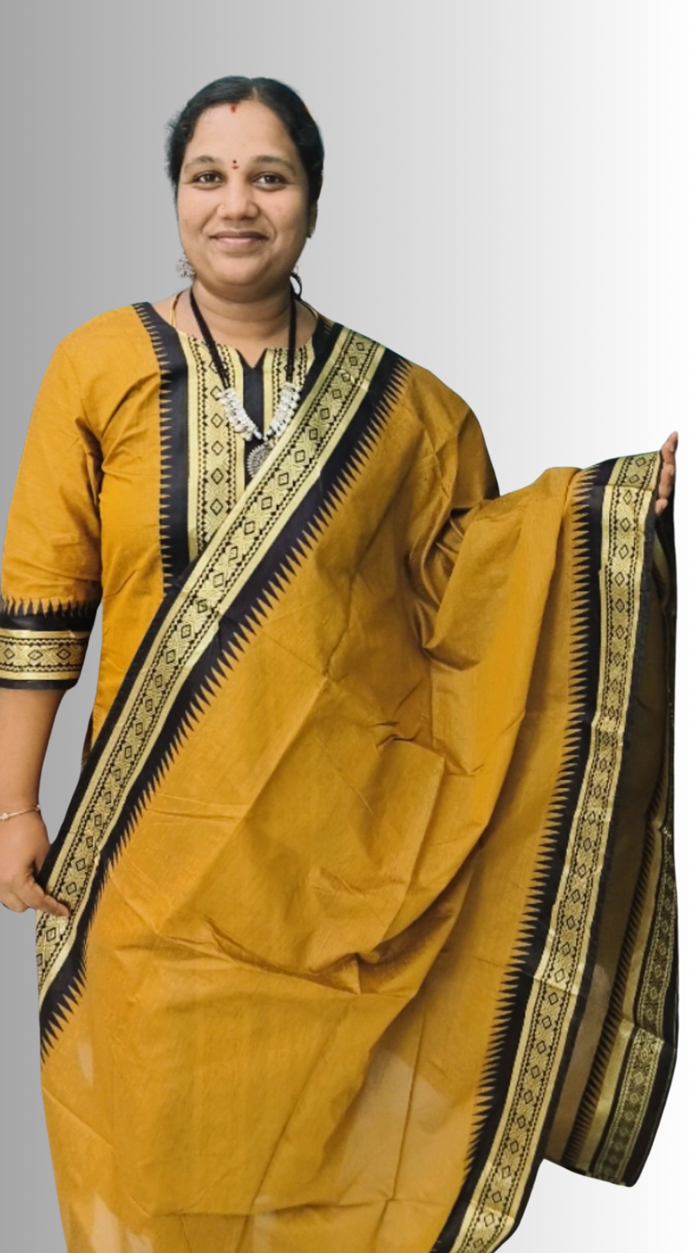 Golden shade Pure Silk Cotton Kurti with Matching Dupatta