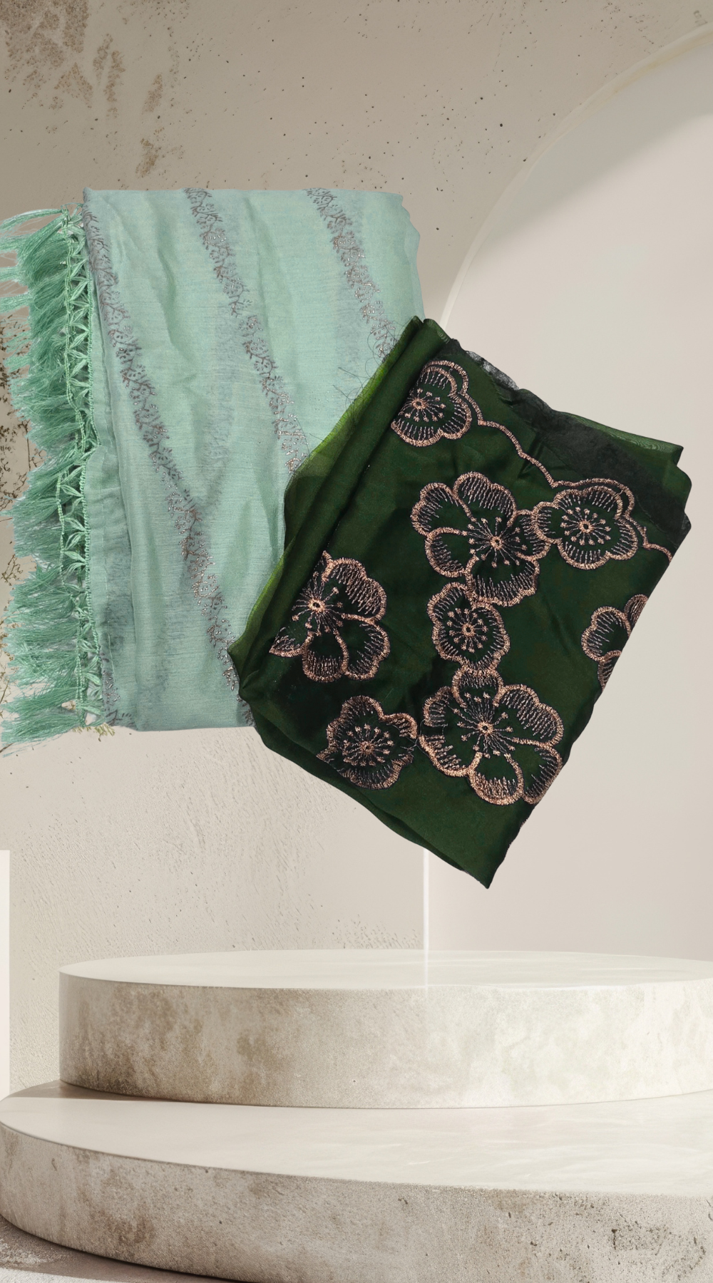 Pista Green Chiffon Saree with Embroidered Blouse