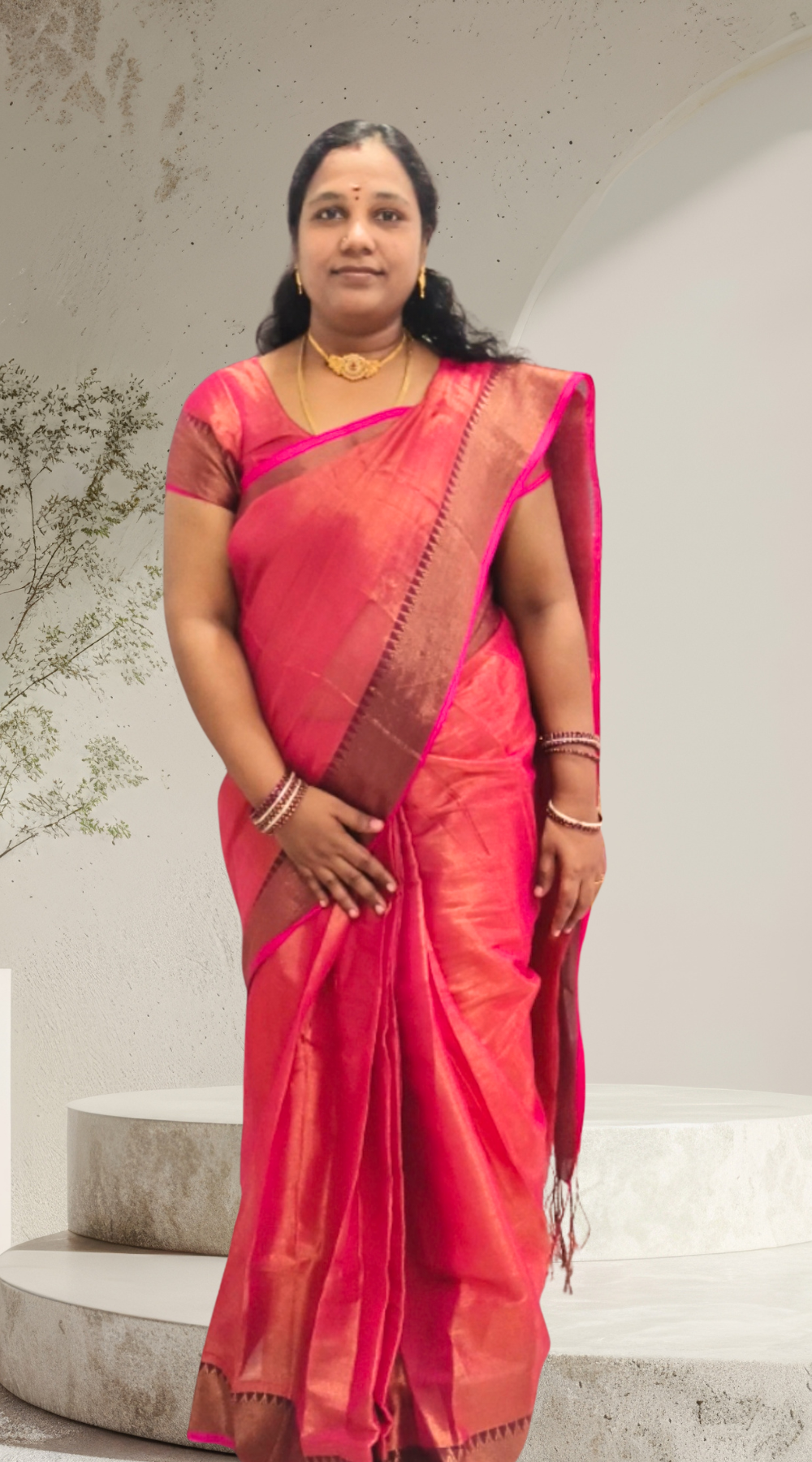 Pink Shade Raga Tissue Silk Saree with Running Blouse