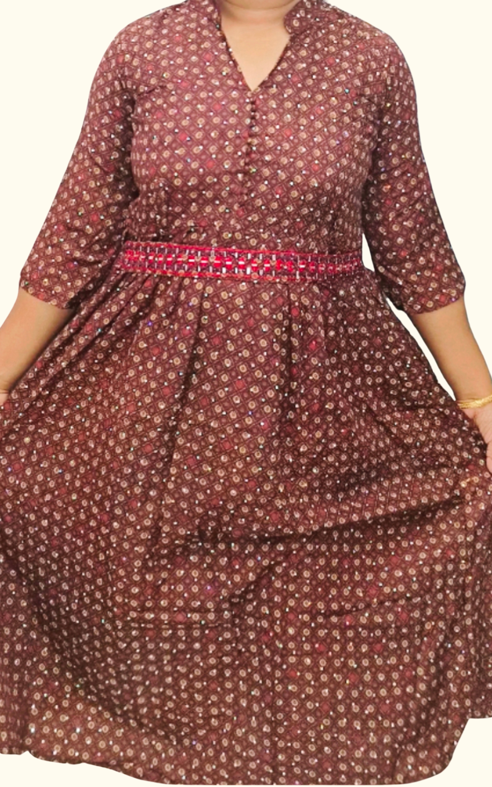 Rayon Anarkali Kurti with Mirror Work Belt – Elegant Ethnic Wear for Women