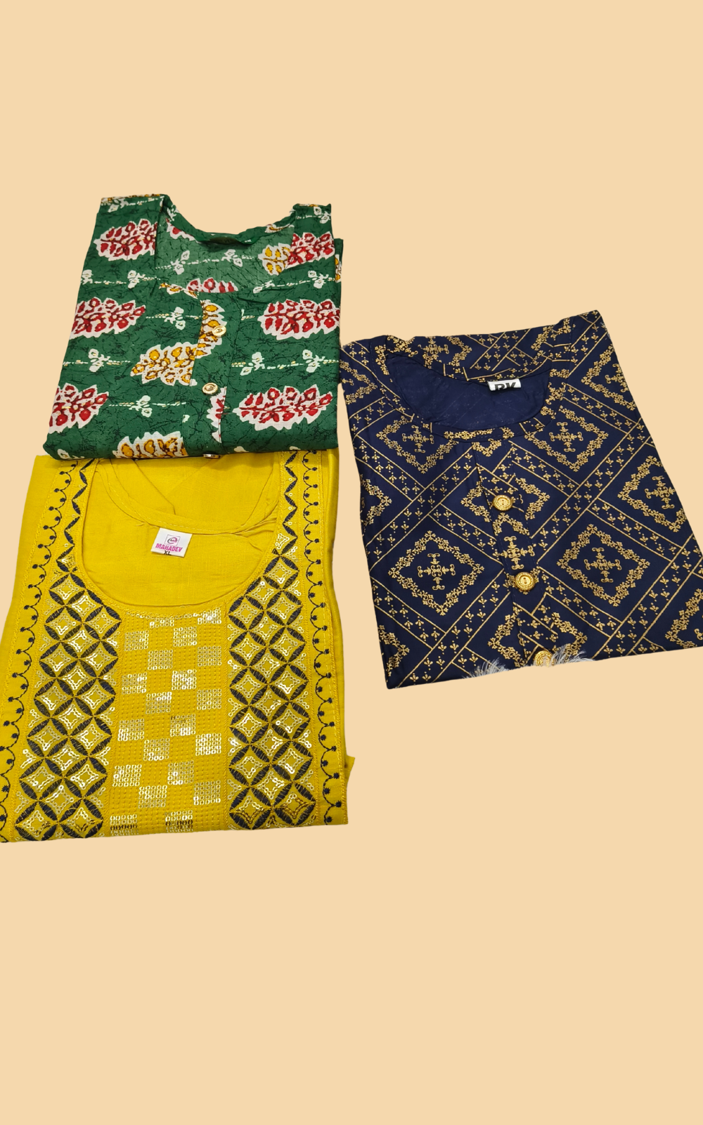 Combo 9- Girly picks | Buy 3 Kurtis for ₹500 Combo (XL size)