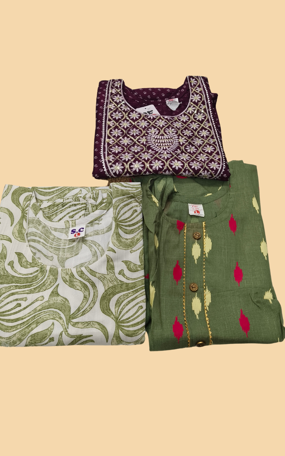 Combo 24 – Trendy Kicks | Buy 3 Kurtis for ₹500 Combo (L size)