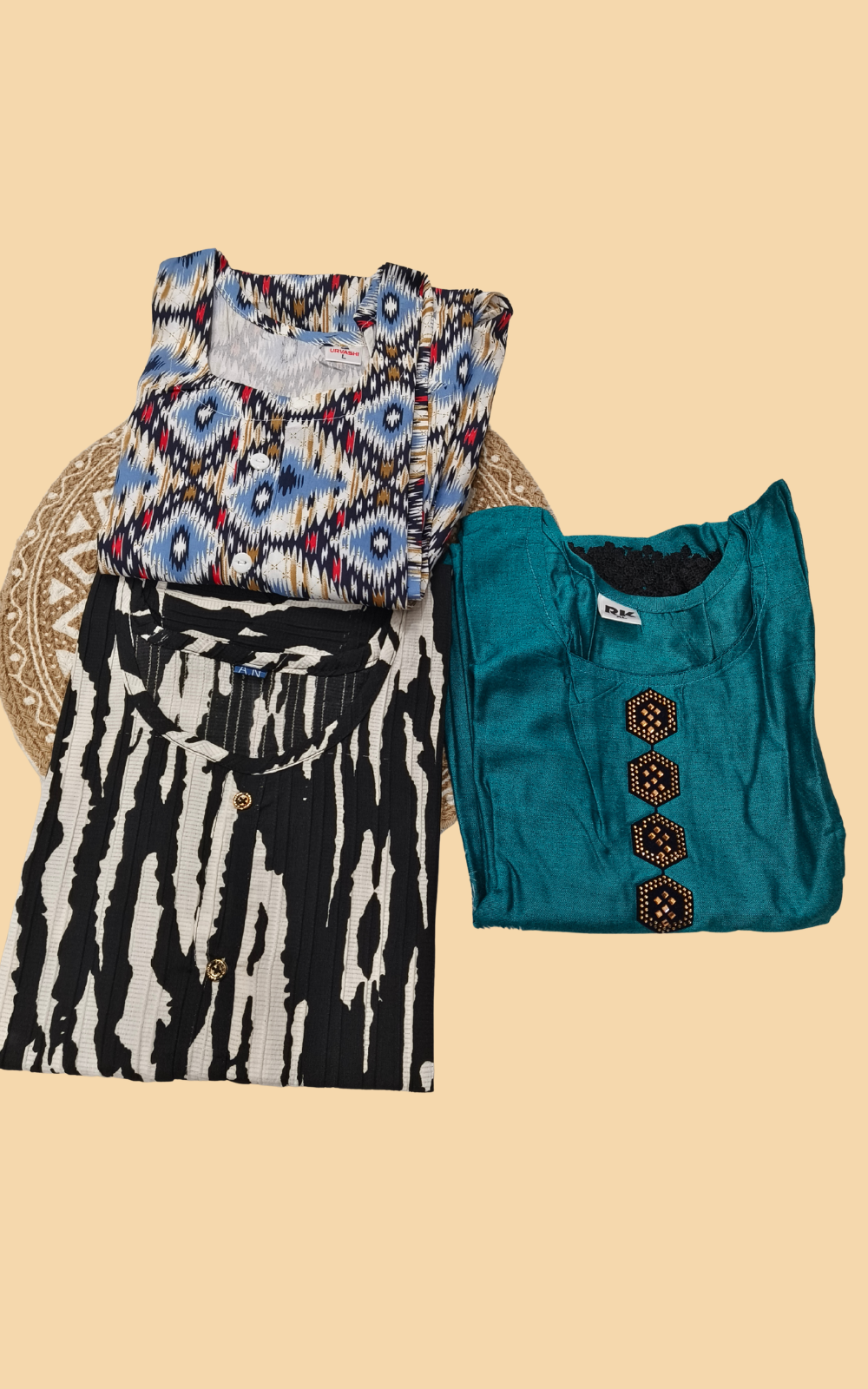 Combo 33- Large trends | Buy 3 Kurtis for ₹500 Combo (L size)