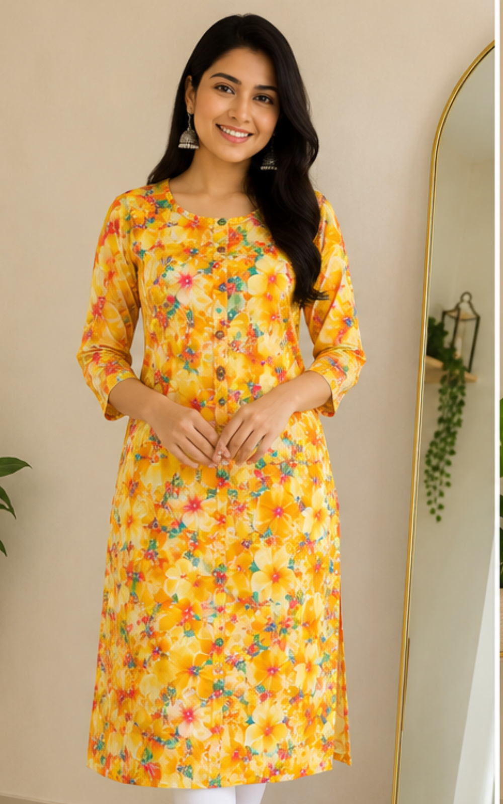 Women’s Floral Rayon Kurti – Soft Printed Daily Wear Ethnic Kurti Online