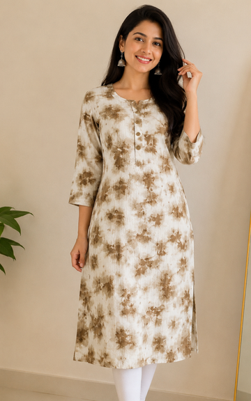 Women’s Popcorn Printed Kurti – Soft Textured Daily Wear Ethnic Kurti Online