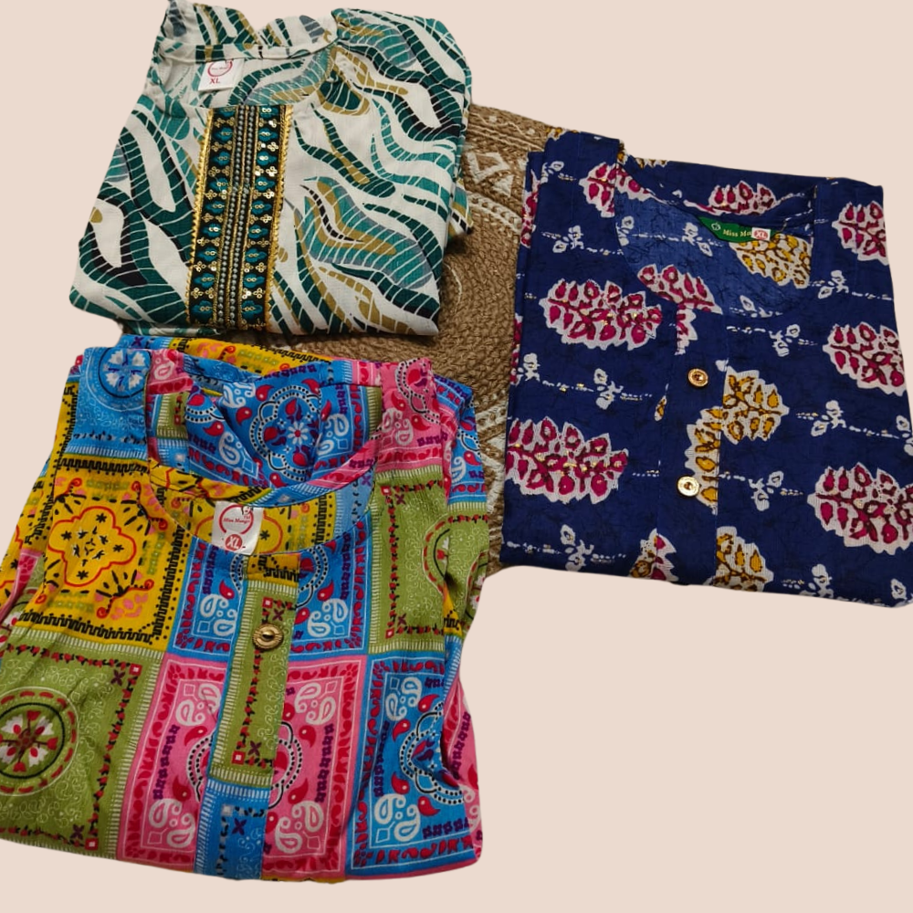 Combo 18- amsu trends | Buy 3 Kurtis for ₹500 Combo (XL size)