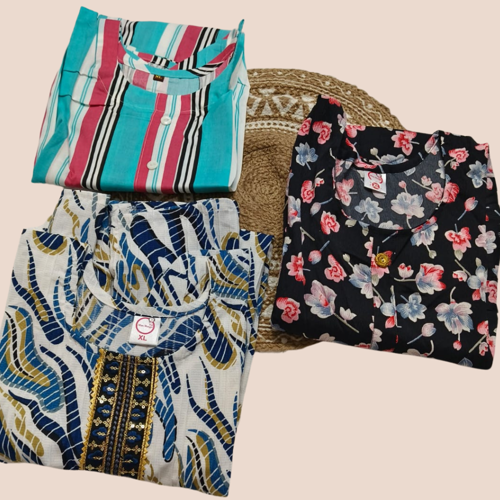 Combo 13- pattern blasts | Buy 3 Kurtis for ₹500 Combo (XL size)