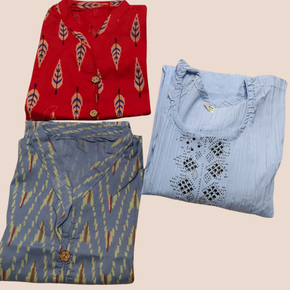 Combo 35- Small trends | Buy 3 Kurtis for ₹500 Combo (S size)