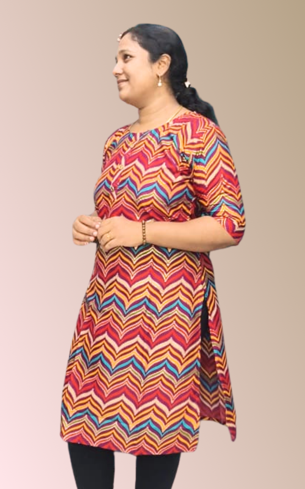 Premium Capsule Cotton Foil Printed Multicolour Kurti for Women