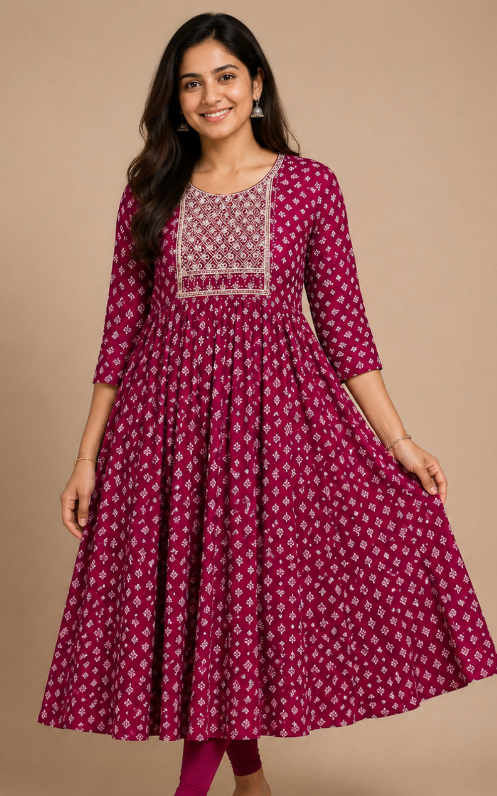 Rayon Sequence Work Umbrella Kurti – Stylish Flared Ethnic Wear