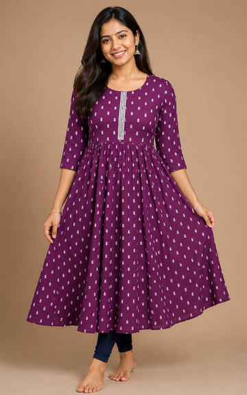 Rayon Umbrella Kurti in 4 colours – Soft Flowy Daily Wear