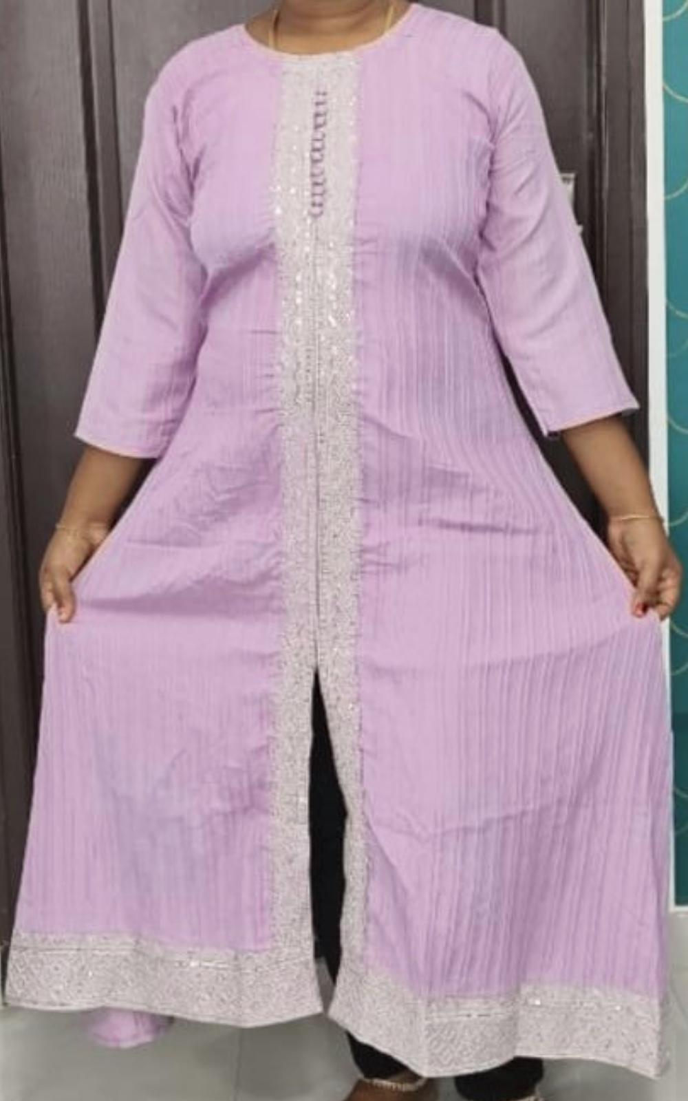 Women's Premium A-Line Popcorn Fabric Long Kurti | Stylish Flared Ethnic Wear