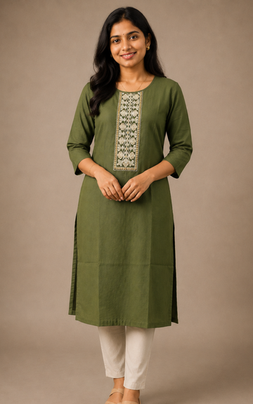 Premium Soft Rayon Embroidered Kurti for Women | Casual & Office Wear Kurti (XL)