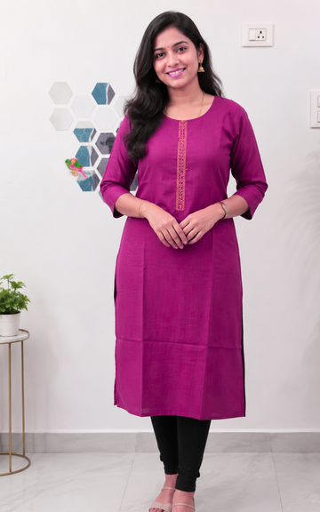 Premium Roman Silk Maroon Kurti for Women | Elegant Straight Kurti Online