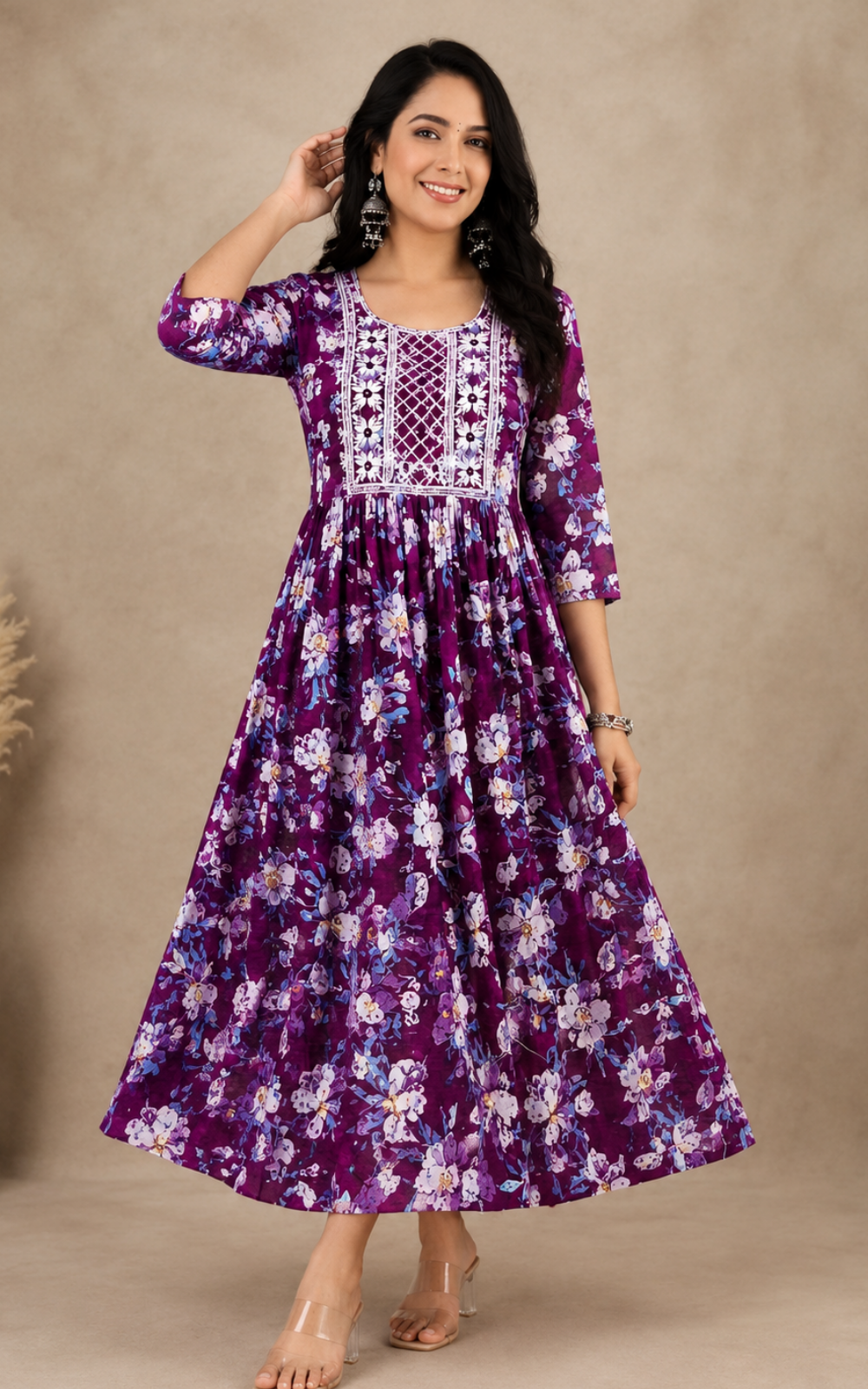 Stylish Floral Rayon Umbrella Kurti | Women's Daily Wear & Festive Ethnic Kurti