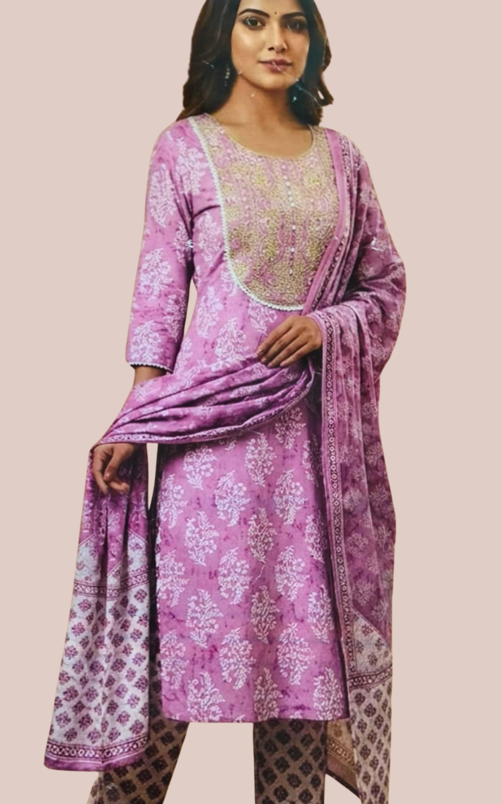 Premium Cotton 3-Piece Kurti Set for Women with Pant & Dupatta | Elegant Daily & Festive Wear