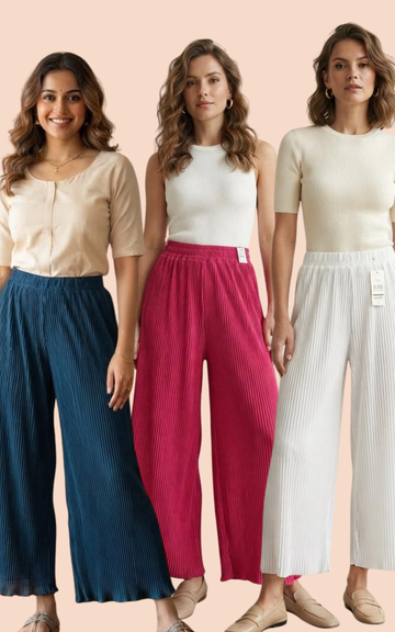 Korean Imported Stretchable Palazzo Plus Size Combo Pack of 3 |  Fit for 2XL - 5XL