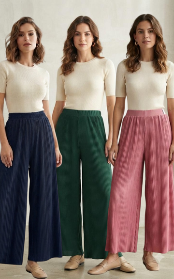 Korean Imported Stretchable Palazzo Plus Size Combo Pack of 3 |  Fit for 2XL - 5XL
