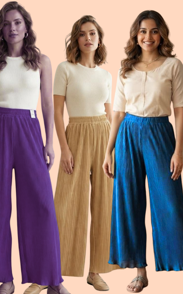 Korean Imported Stretchable Palazzo Plus Size Combo Pack of 3 |  Fit for 2XL - 5XL