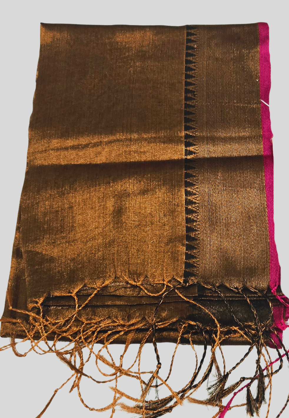 Copper Gold Raga Tissue Silk Saree with Running Blouse – Timeless Elegance in Every Drape