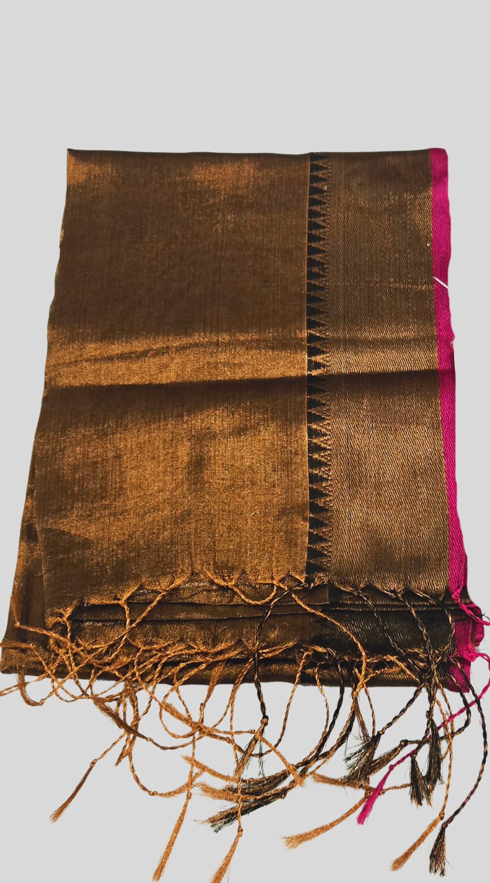 Copper Gold Raga Tissue Silk Saree with Running Blouse – Timeless Elegance in Every Drape