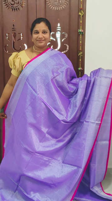 Metallic Lavender Raga Tissue Silk Saree with Running Blouse