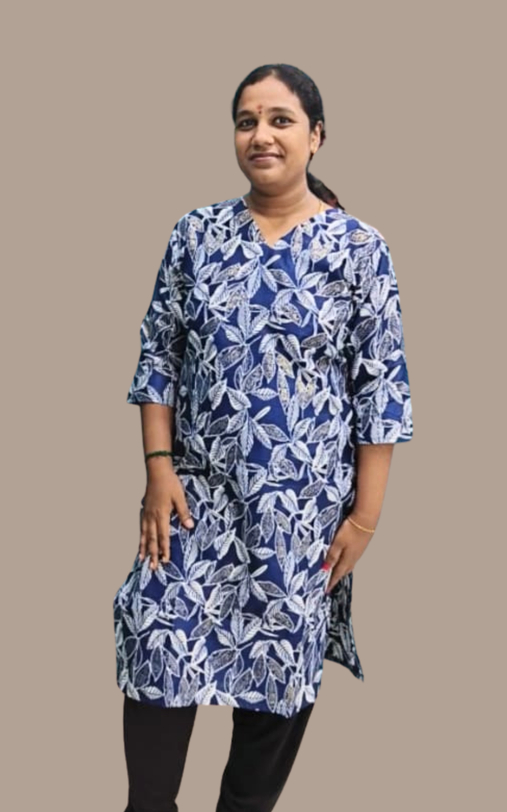Blue Avaasa Women's Vatican silk Side Cut Kurti with pocket | Office Wear | Free shipping
