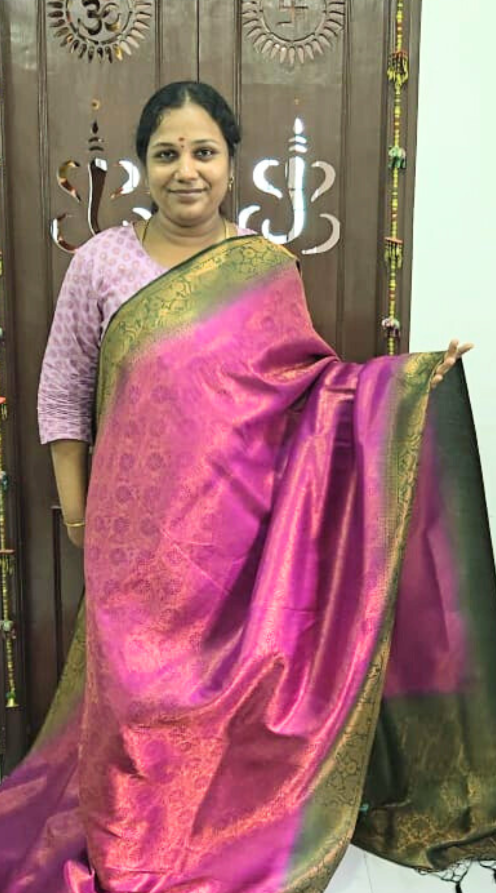 Dark Pink Bridal Soft Silk Saree with Brocade Running Blouse
