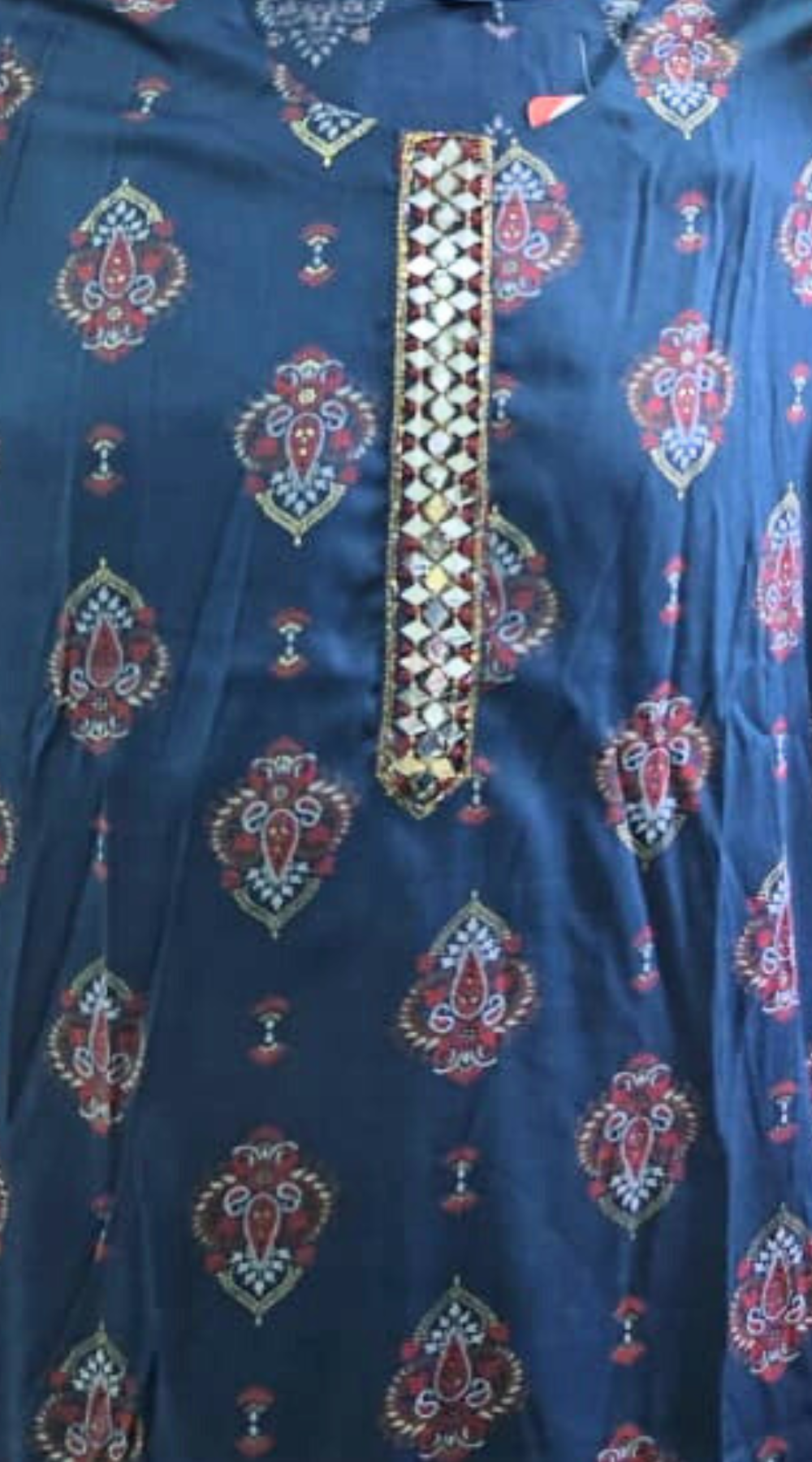 Pink Office Wear  Silk Kurti with Tie patti Mirror work