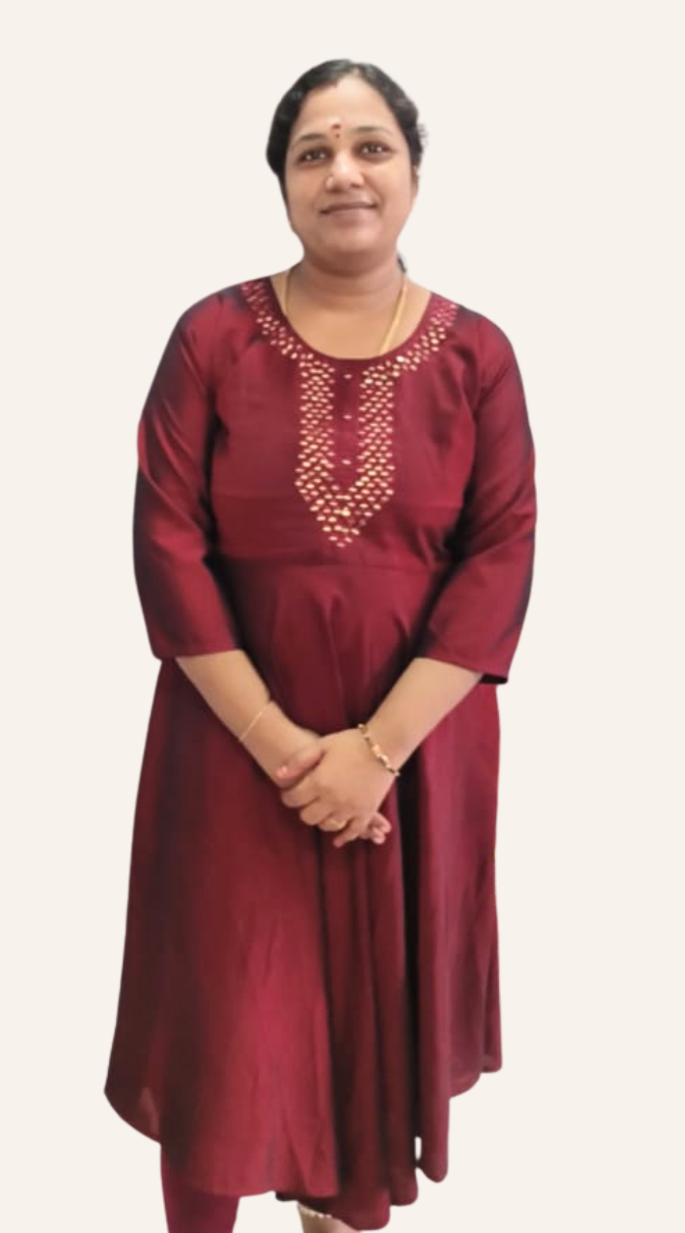 Maroon Silk Mirror Work Umbrella Kurti with Complete lining