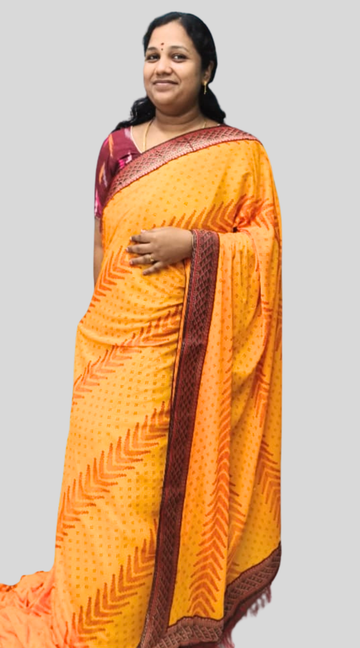 Yellow Designer Lightweight Georgette Saree with Running Blouse | Party & Office Wear Saree