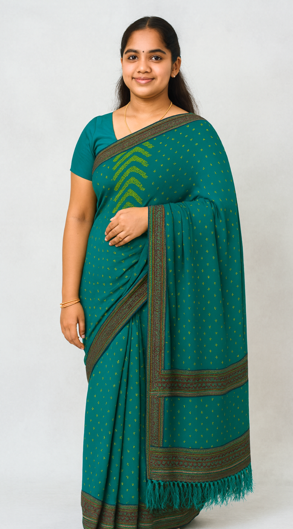Peacock Green Designer Lightweight Georgette Saree with Running Blouse